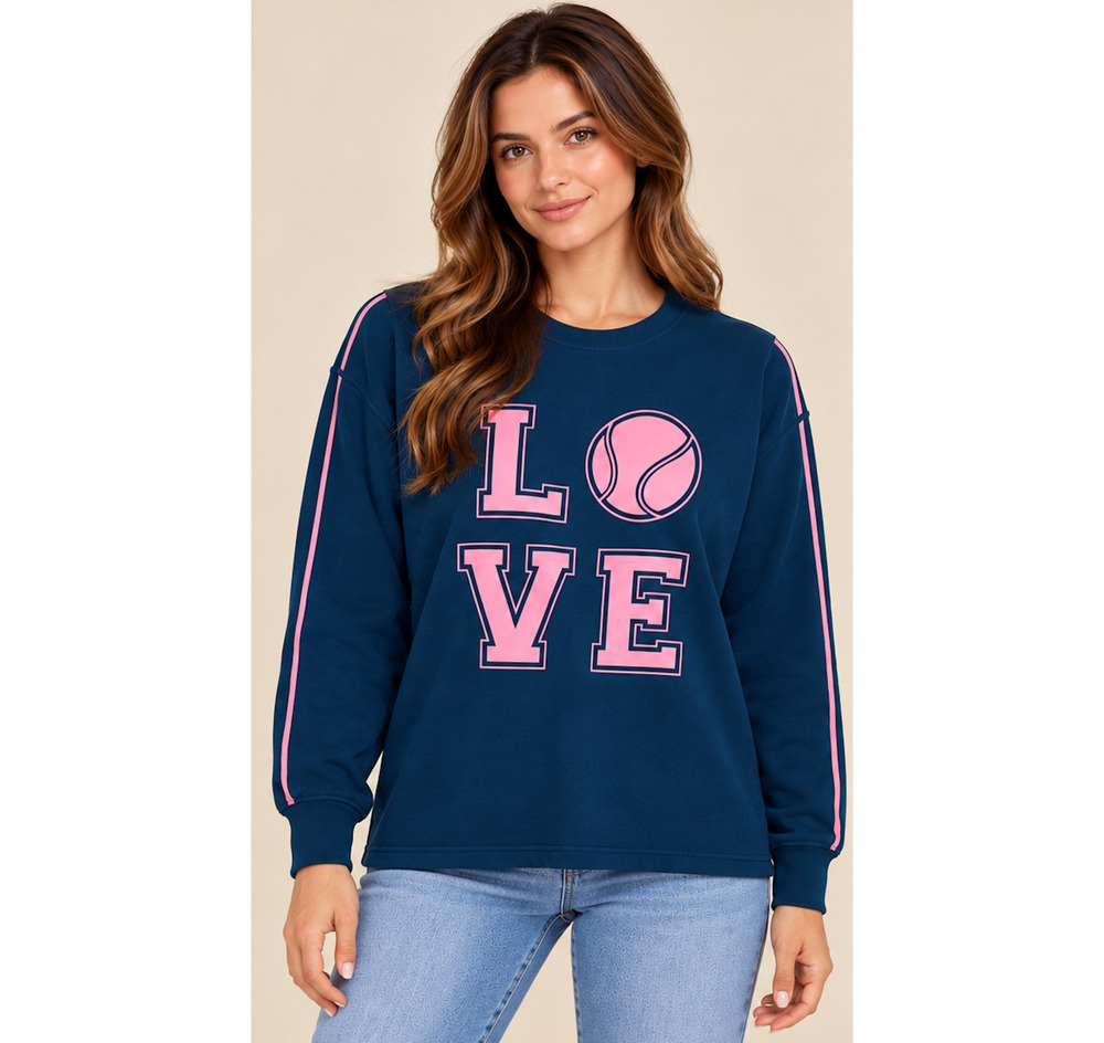Beach Riot Devyn Oversized Tennis Sweatshirt S Blue Pink NWOT